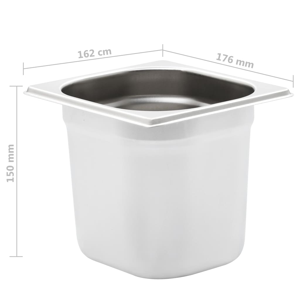 vidaXL Gastronorm Containers 8 pcs GN 1/6 150 mm Stainless Steel