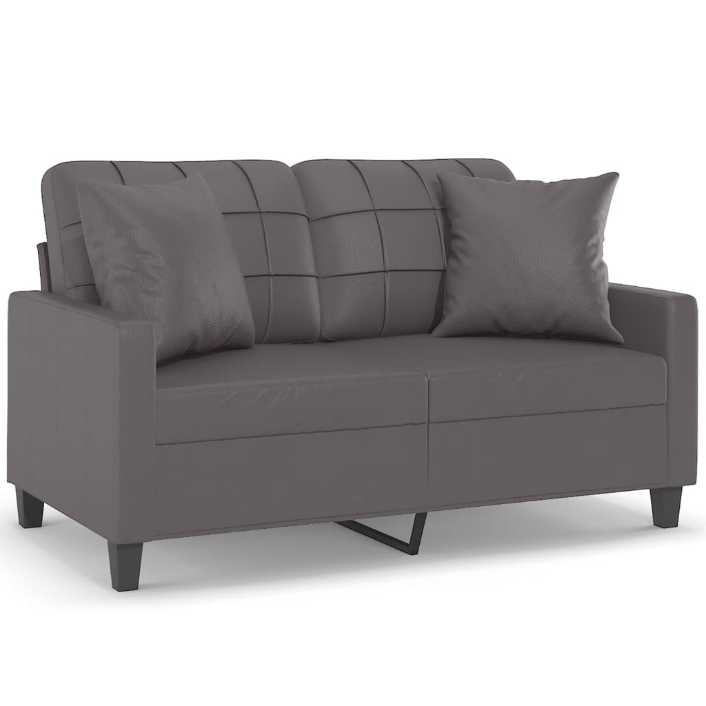 vidaXL 2-Seater Sofa with Throw Pillows Grey 120 cm Faux Leather