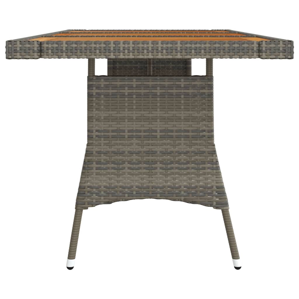 vidaXL Garden Table Grey 160x70x72 cm Poly Rattan & Solid Acacia Wood