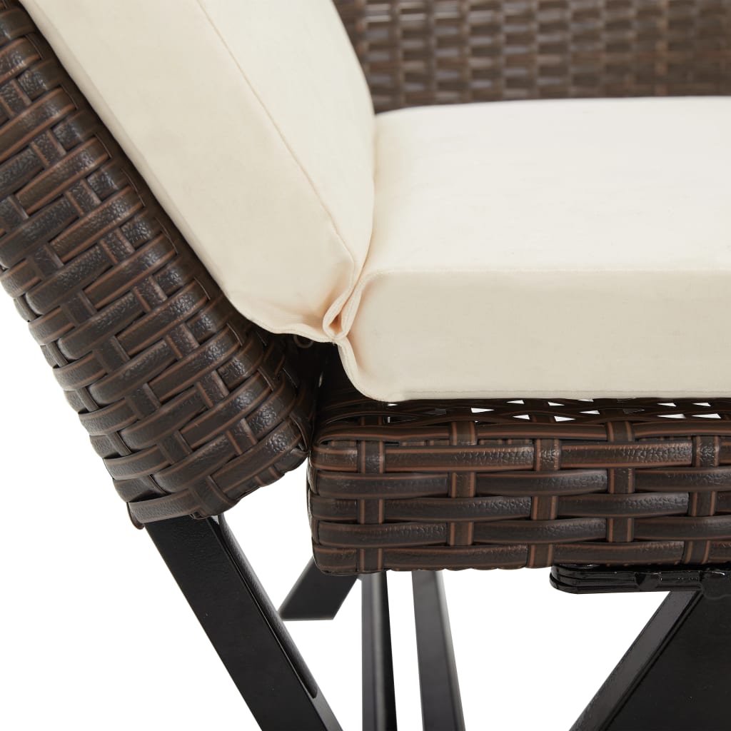 vidaXL Garden Bench with Cushions 176 cm Brown Poly Rattan