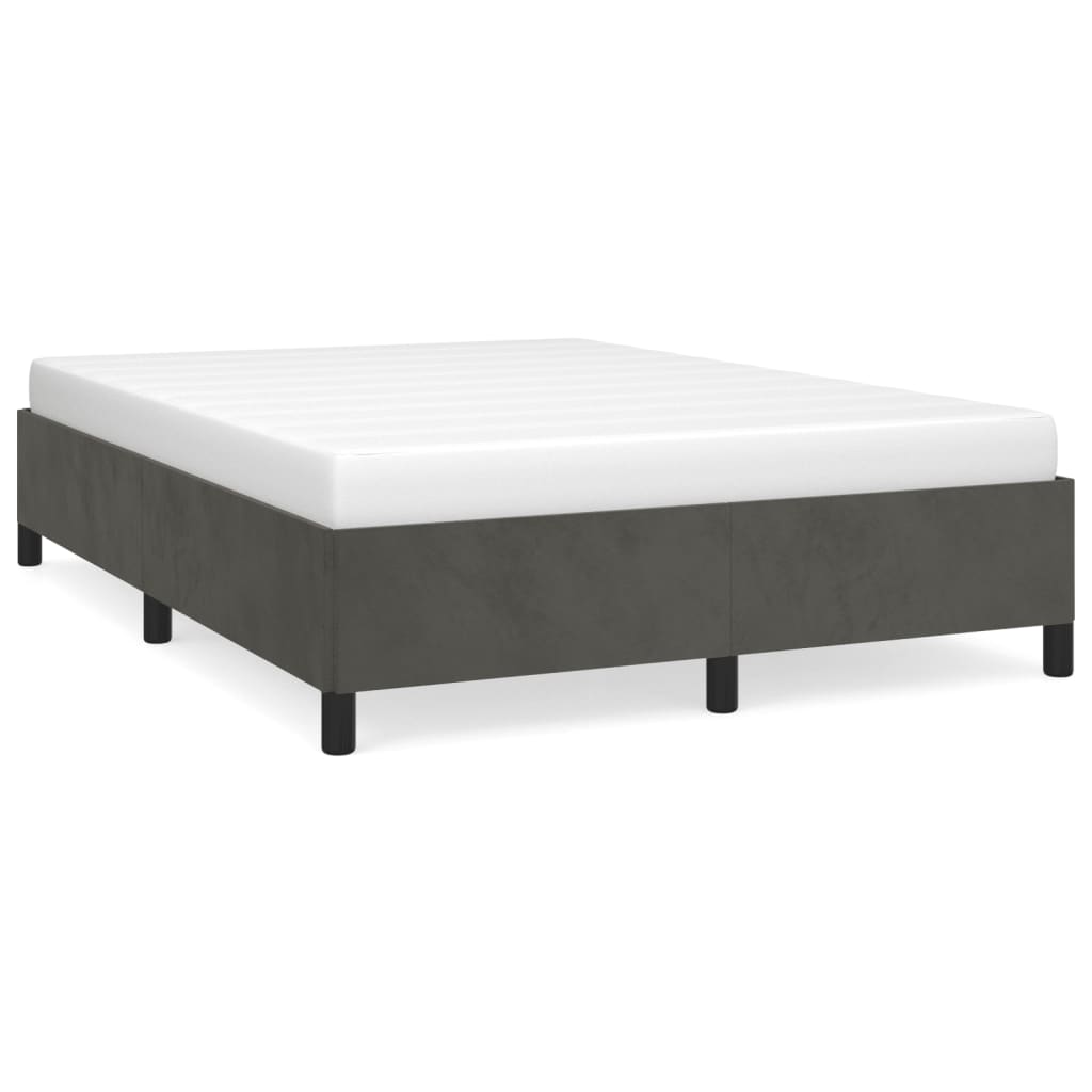 vidaXL Bed Frame Dark Grey 137x187 cm Double Size Velvet