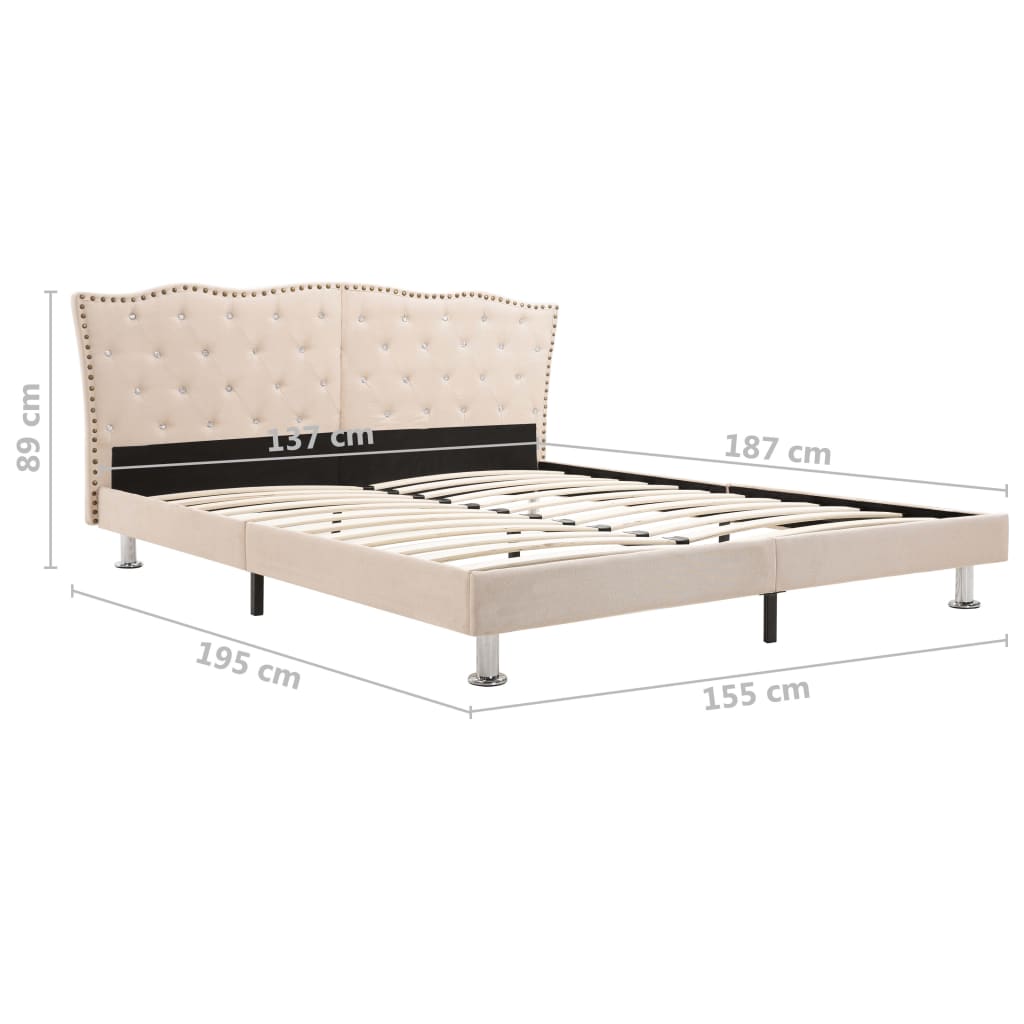 vidaXL Bed Frame Linen Fabric 137x187 cm Double Size