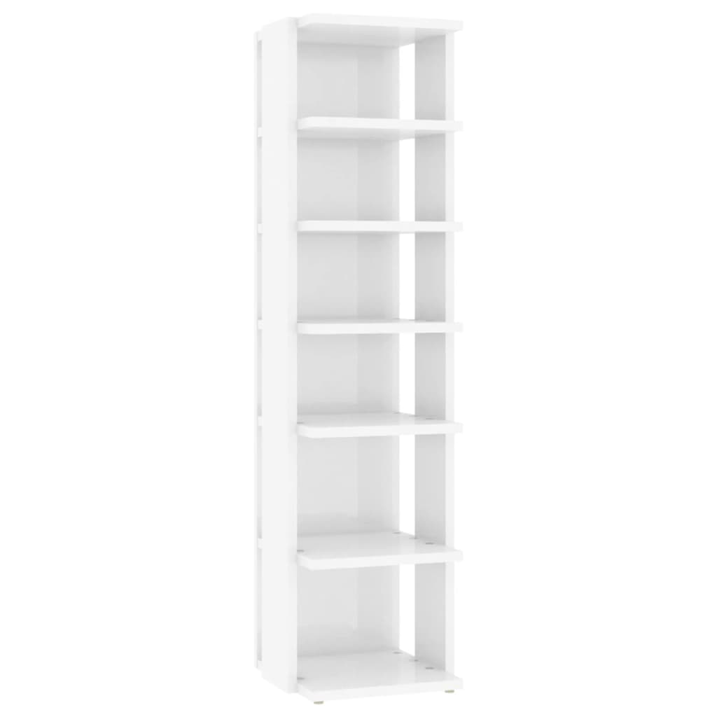 vidaXL Shoe Cabinet High Gloss White 27.5x27x102 cm Engineered Wood