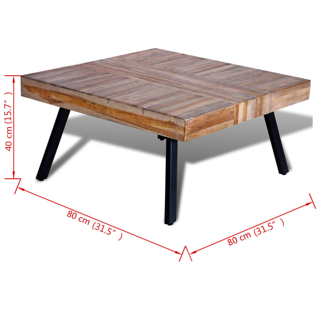 vidaXL Coffee Table Square Reclaimed Teak Wood