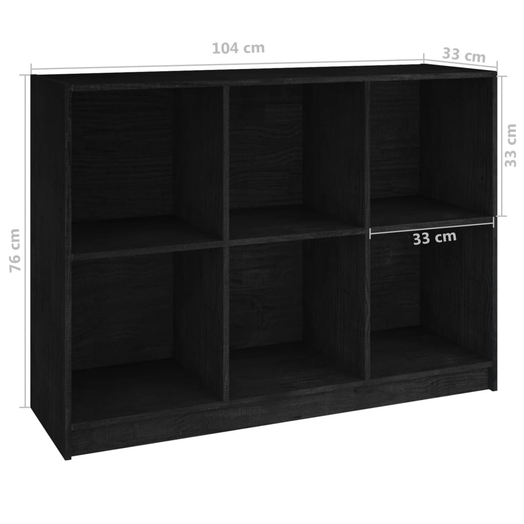 vidaXL Book Cabinet Black 104x33x76 cm Solid Pinewood