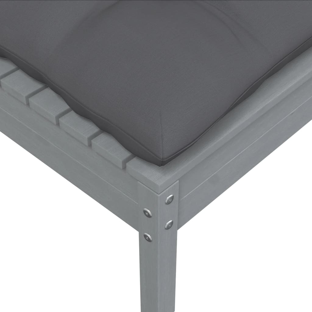 vidaXL Garden Footstool with Anthracite Cushion Grey Solid Pinewood