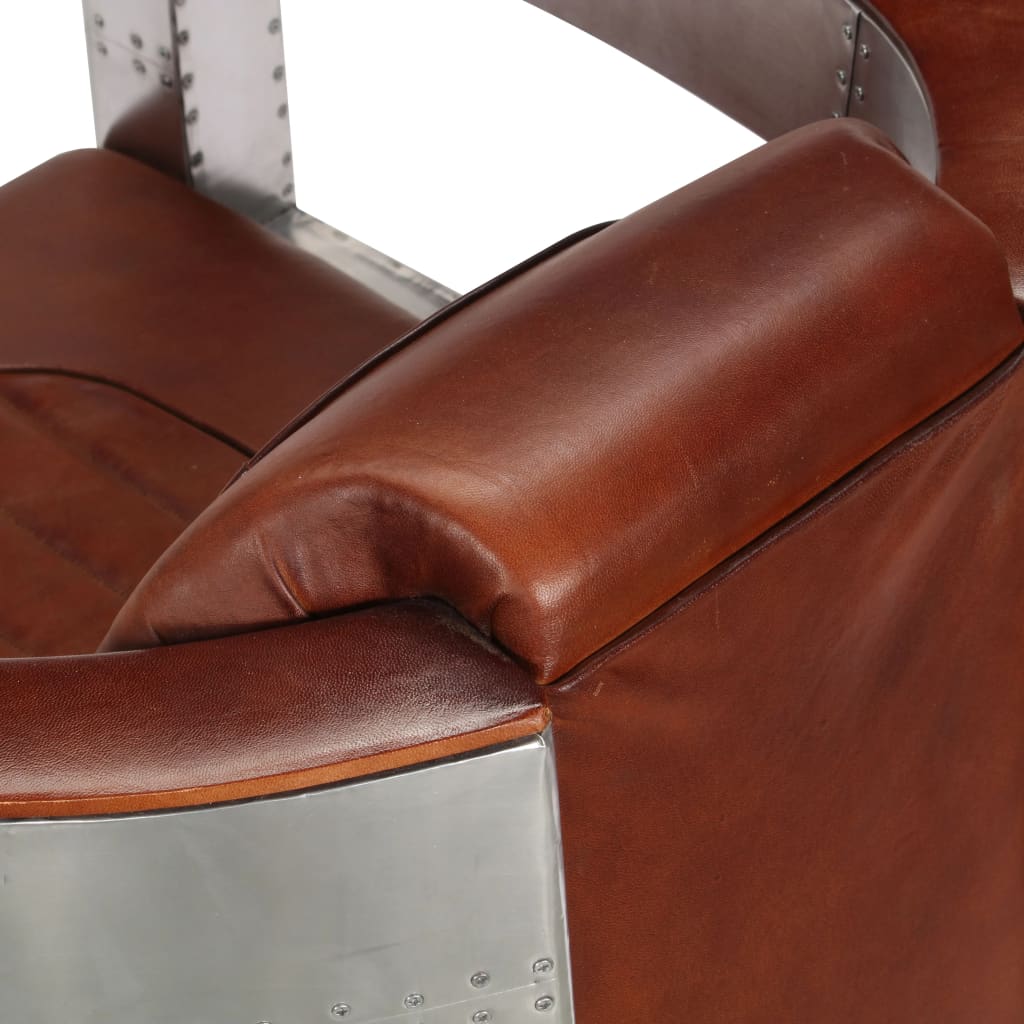 vidaXL Aviator Armchair Brown Real Leather
