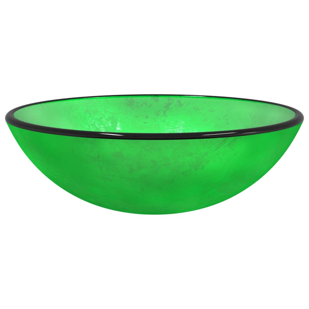 vidaXL Basin Tempered Glass 42x14 cm Green