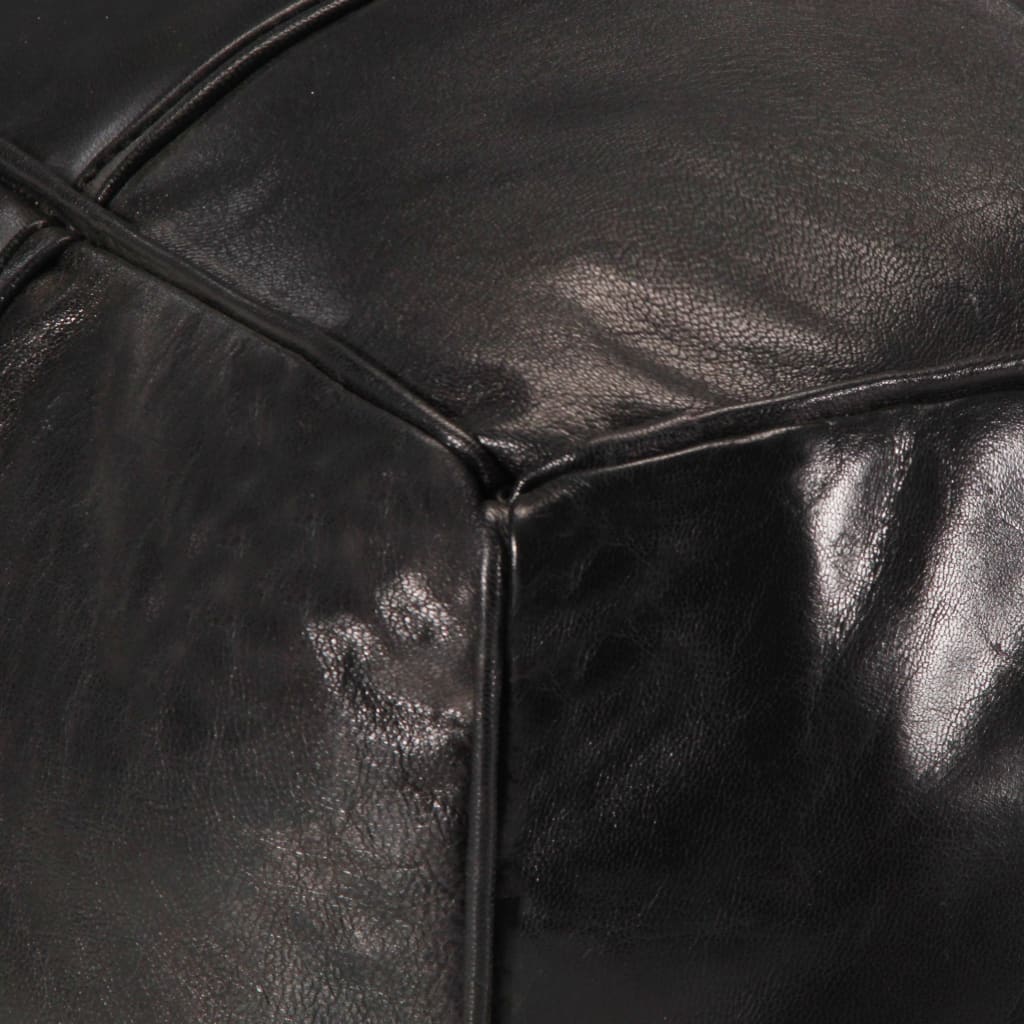 vidaXL Pouffe Black 60x60x30 cm Genuine Goat Leather