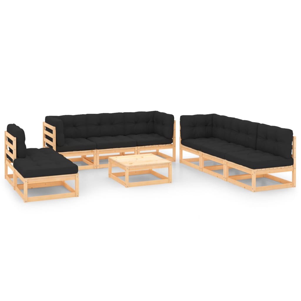 vidaXL 9 Piece Garden Lounge Set with Cushions Solid Pinewood