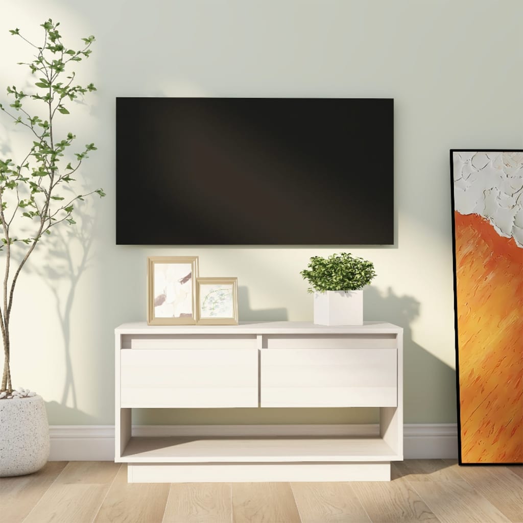 vidaXL TV Cabinet White 74x34x40 cm Solid Wood Pine
