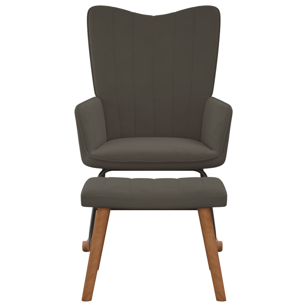 vidaXL Rocking Chair with a Stool Dark Grey Velvet
