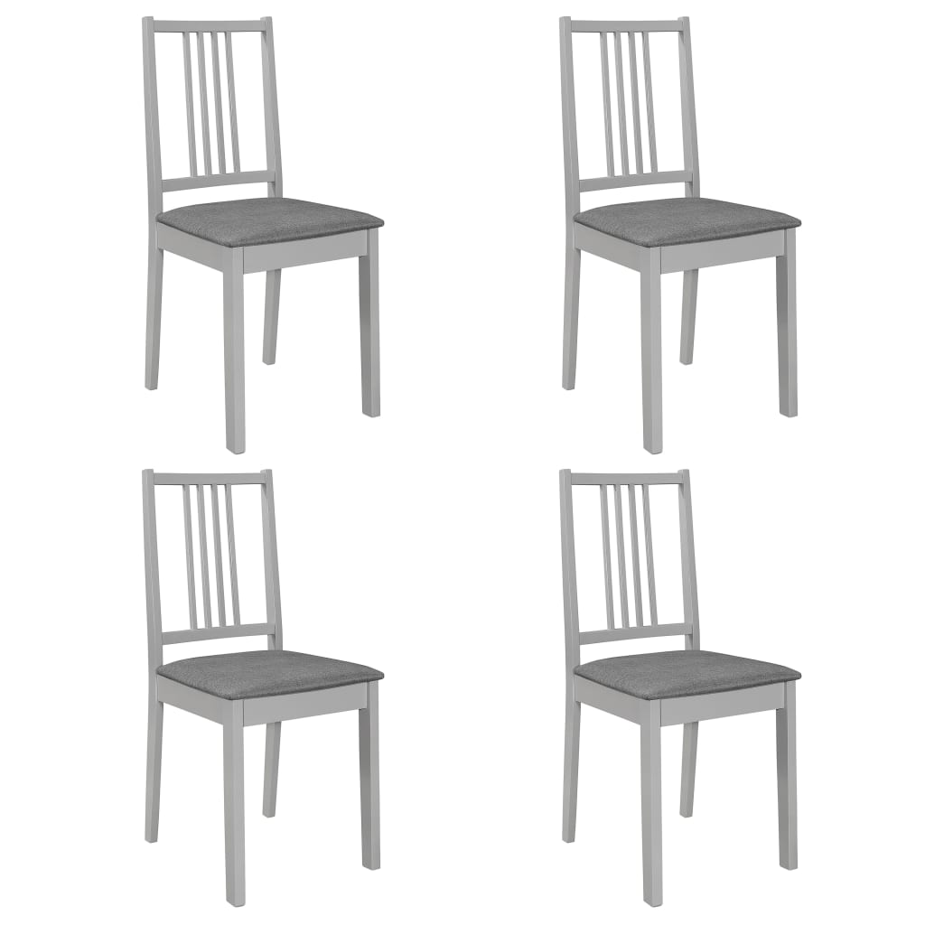 vidaXL Dining Chairs with Cushions 4 pcs Grey Solid Wood