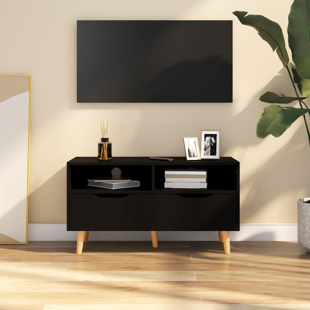 vidaXL TV Cabinet Black 90x40x48.5 cm Engineered Wood