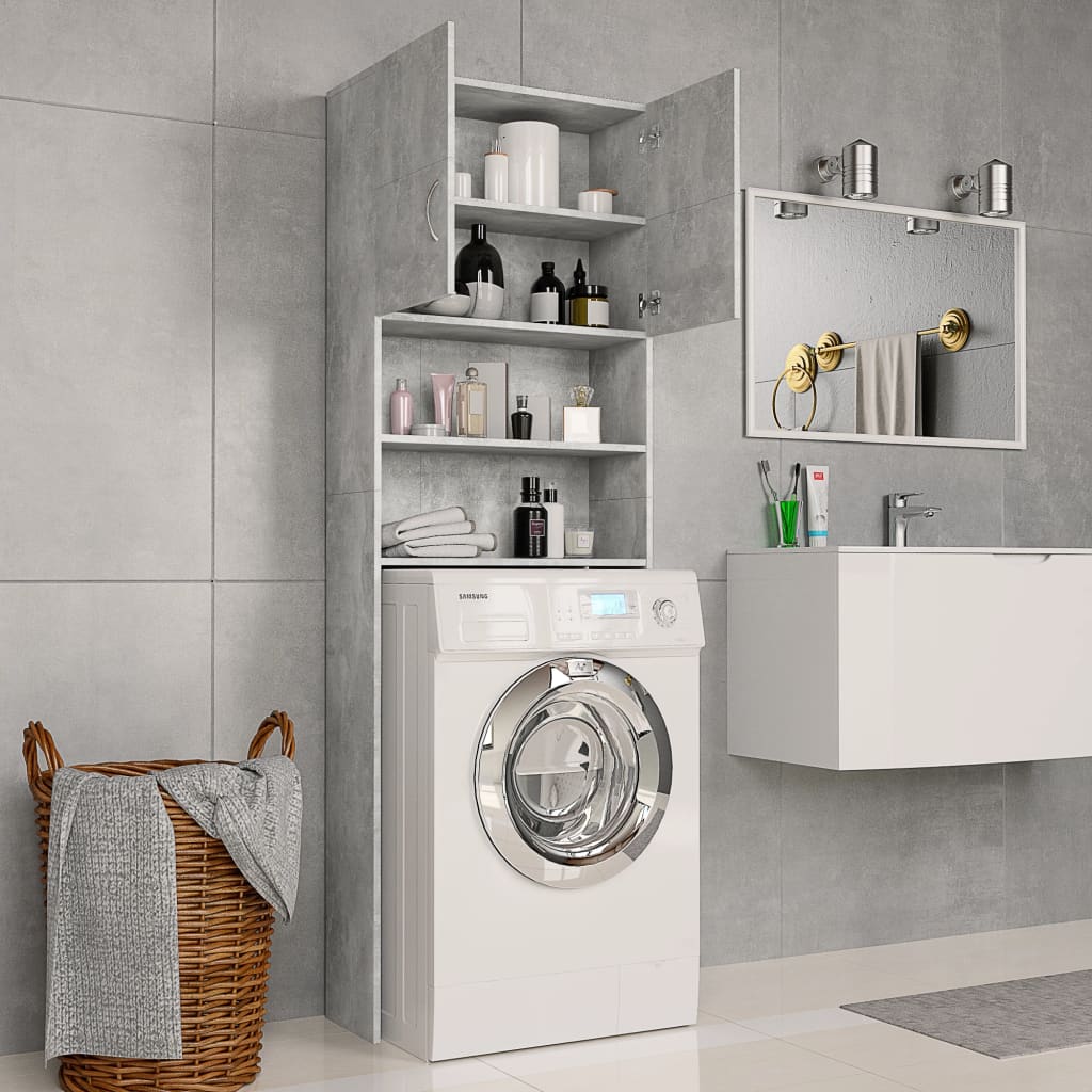 vidaXL Washing Machine Cabinet Concrete Grey 64x25.5x190 cm Engineered Wood