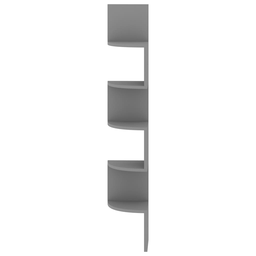 vidaXL Wall Corner Shelf Grey 19x19x123 cm Engineered Wood