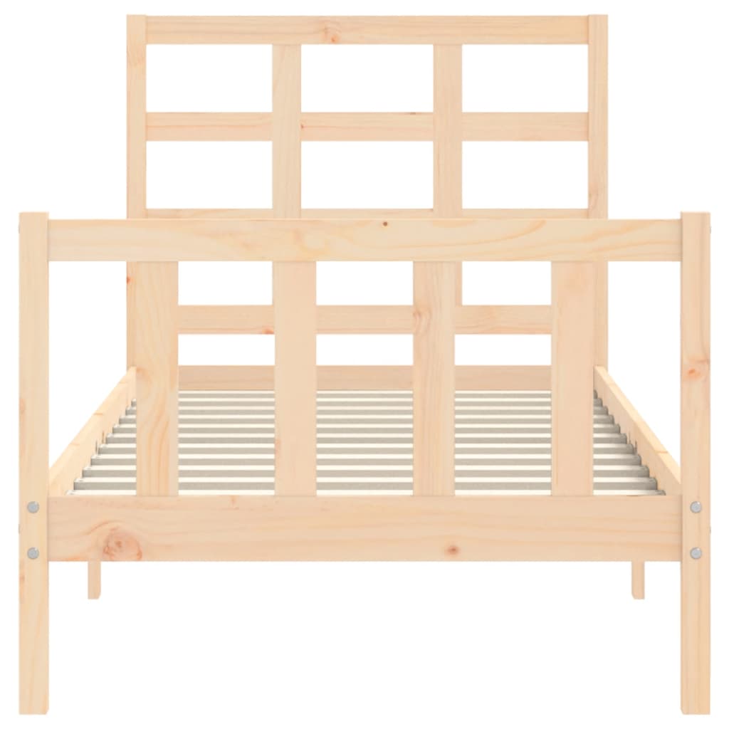 vidaXL Bed Frame with Headboard 90x190 cm Single Solid Wood