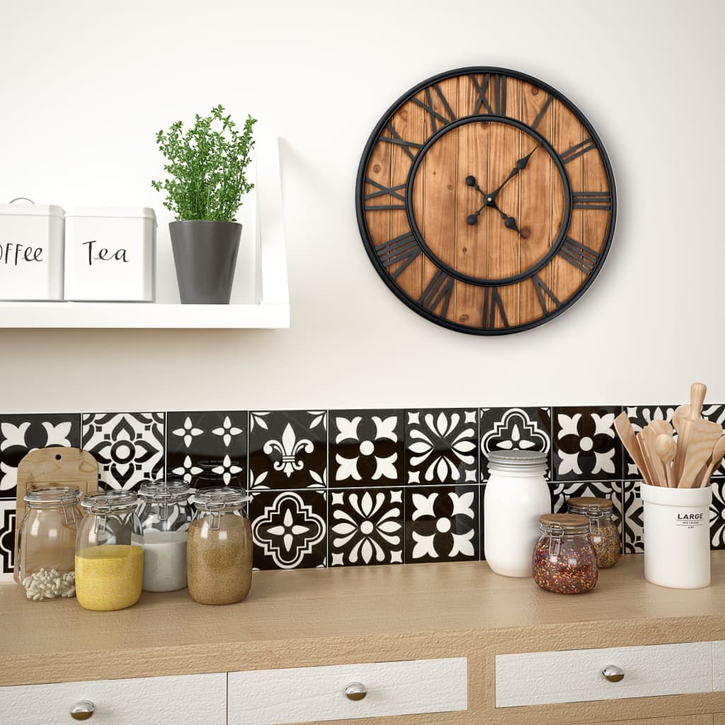 vidaXL Vintage Wall Clock with Quartz Movement Wood and Metal 60cm XXL