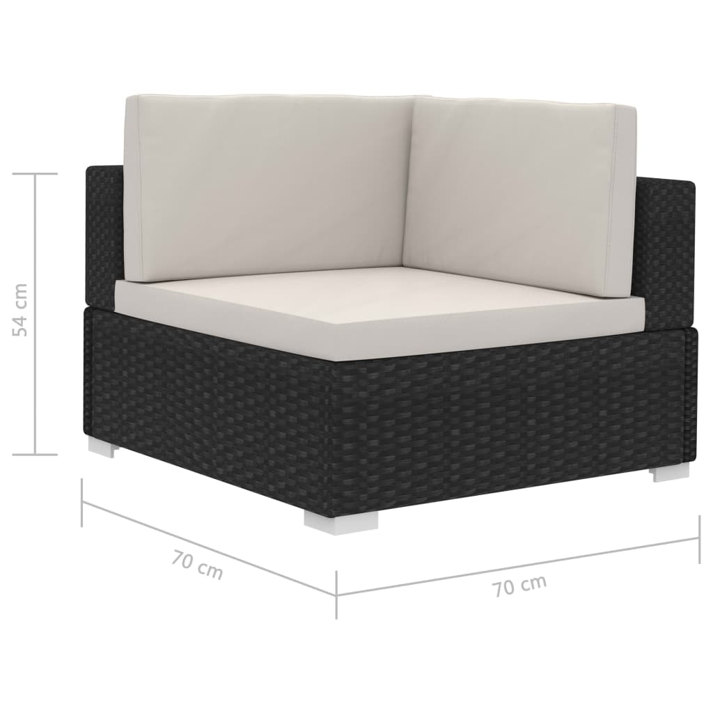 vidaXL Sectional Corner Chairs 2 pcs with Cushions Poly Rattan Black