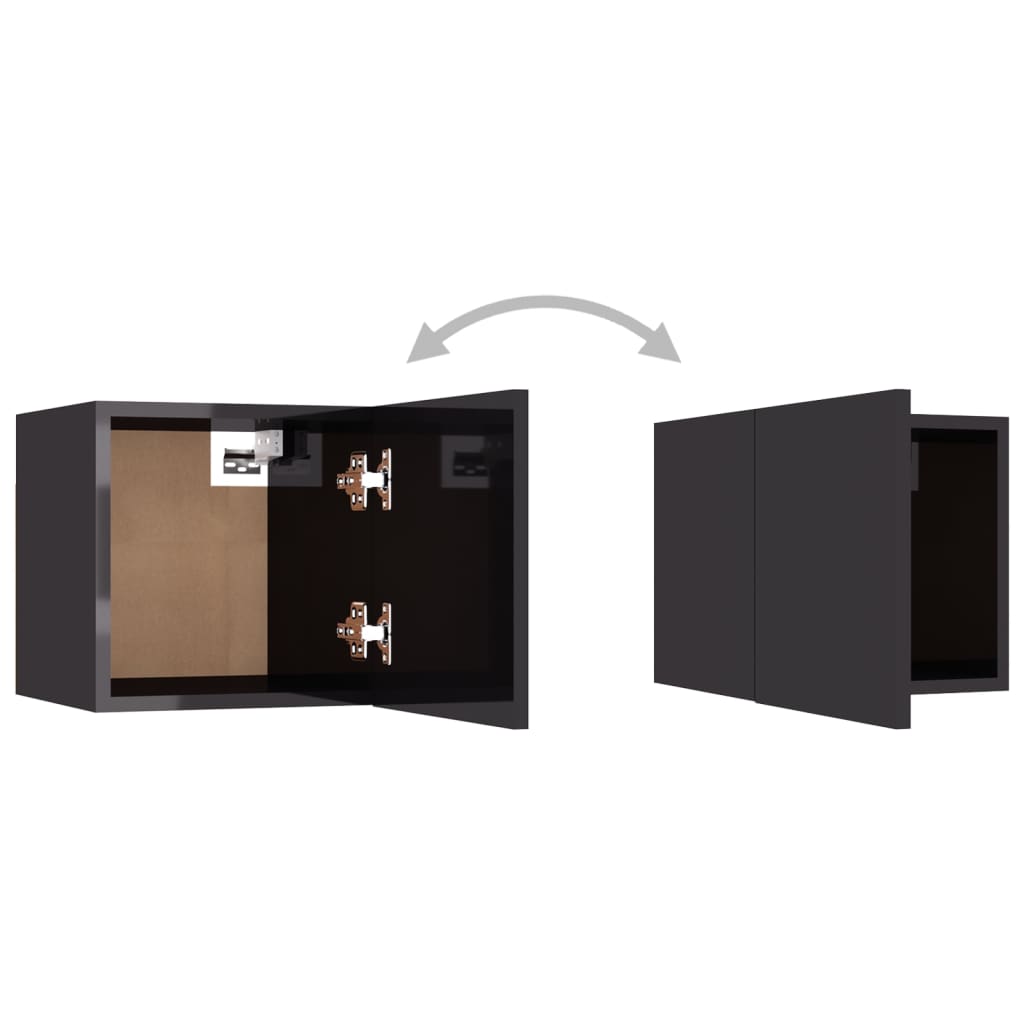 vidaXL Bedside Cabinet High Gloss Grey 30.5x30x30 cm Engineered Wood