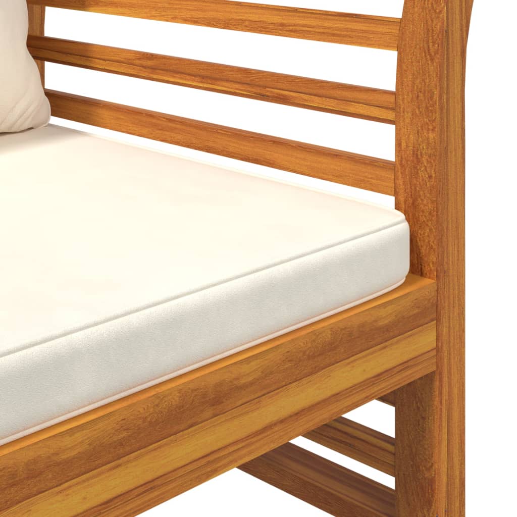 vidaXL 2 Piece Garden Lounge Set with Cream White Cushions Solid Wood