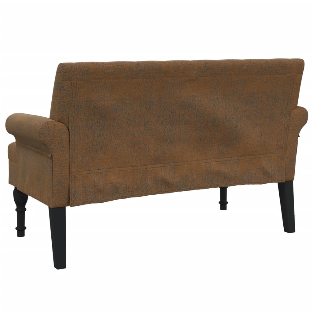 vidaXL Bench with Backrest Brown 120x62x75.5 cm Faux Suede Leather