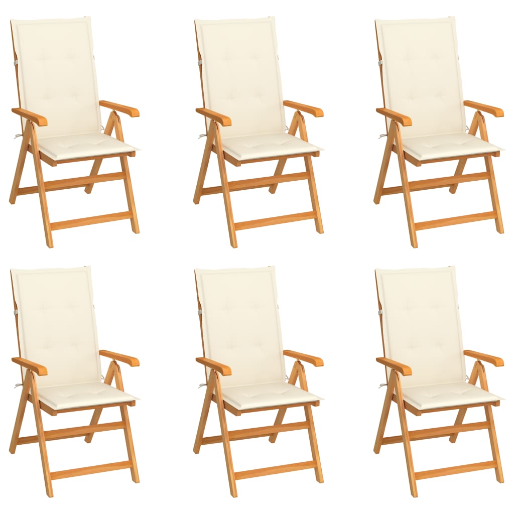 vidaXL Garden Chairs 6 pcs with Cream Cushions Solid Teak Wood