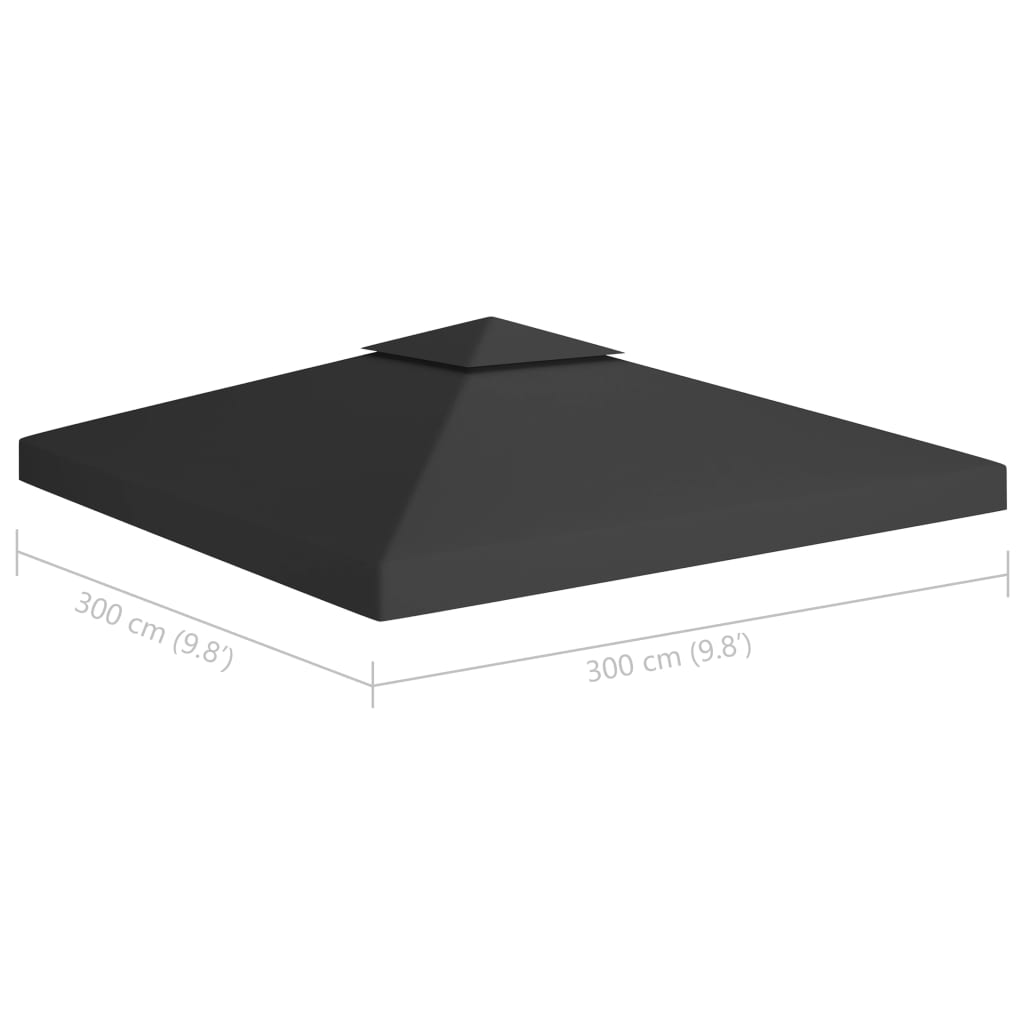 vidaXL 2-Tier Gazebo Top Cover 310 g/m² 3x3 m Black