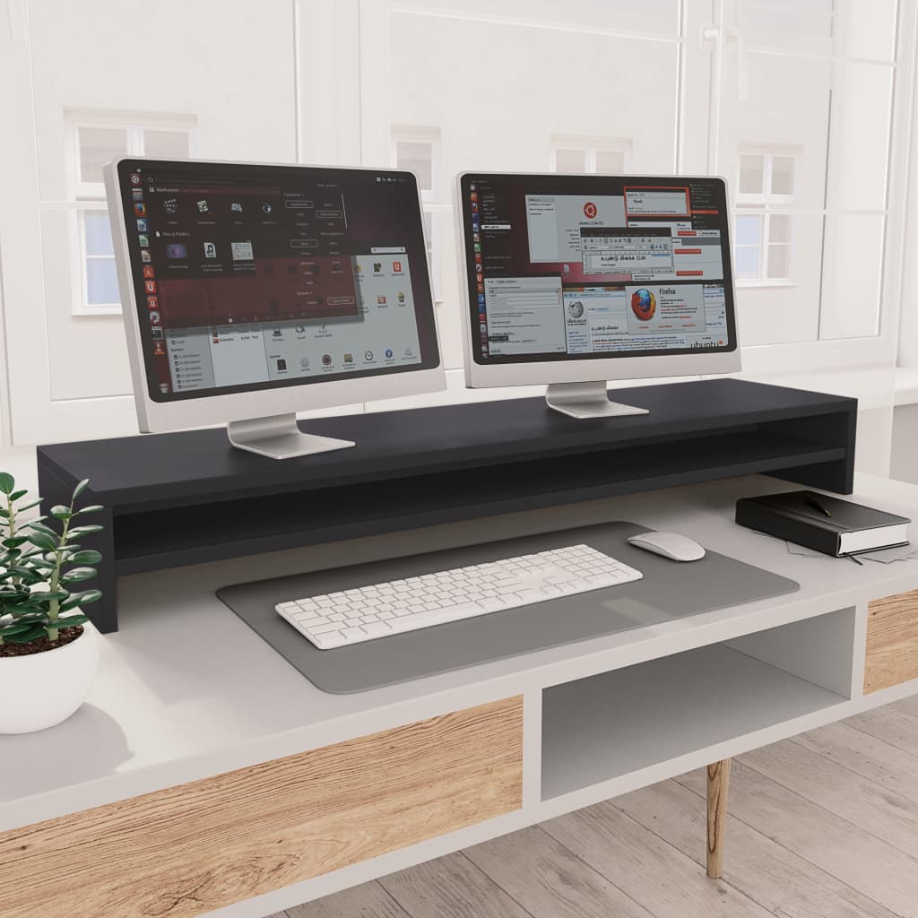 vidaXL Monitor Stand Grey 39.4"x9.4"x5.1" Engineered Wood