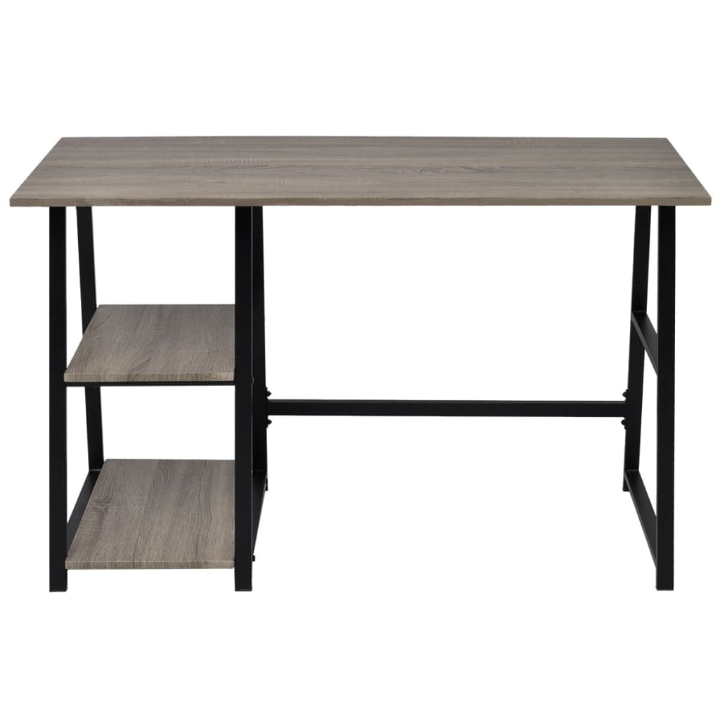 vidaXL Desk with 2 Shelves Grey and Oak
