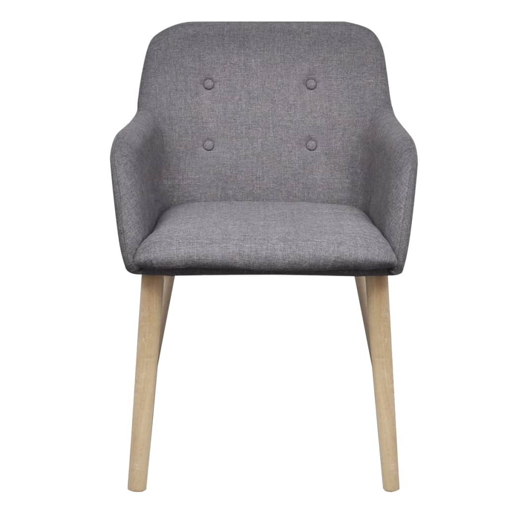 Oak Indoor Fabric Dining Chair Set 6 pcs with Armrest Dark Grey