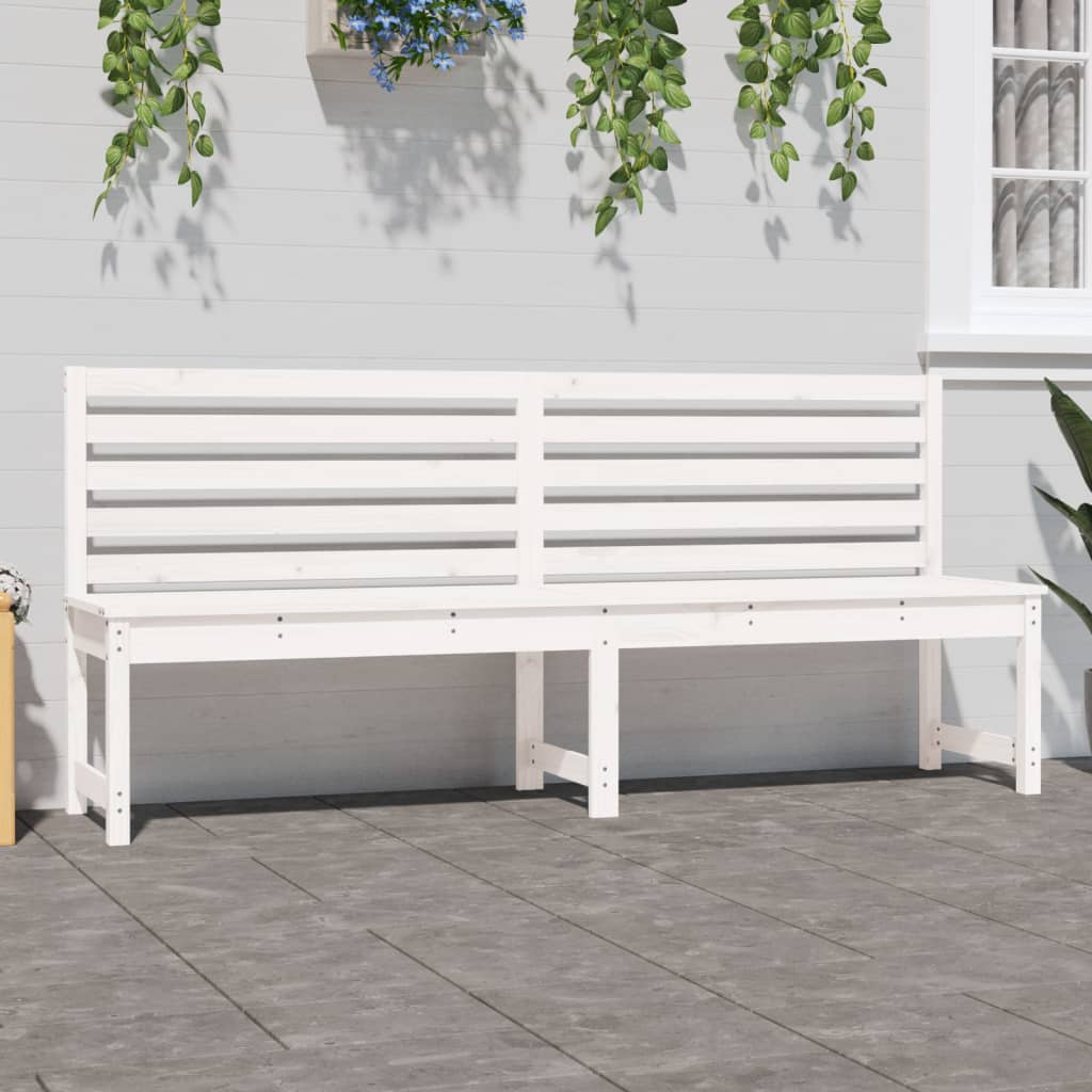 vidaXL Garden Bench White 201.5 cm Solid Wood Pine