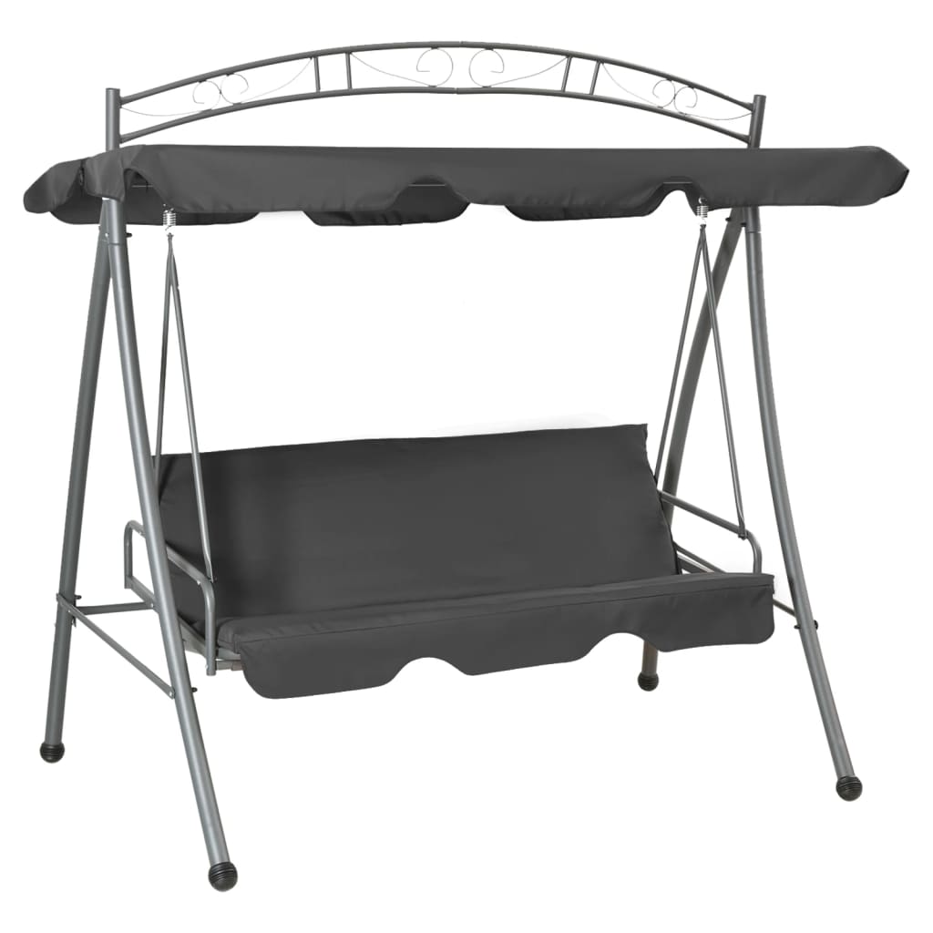 vidaXL Outdoor Convertible Swing Bench with Canopy Anthracite 198x120x205 cm Steel