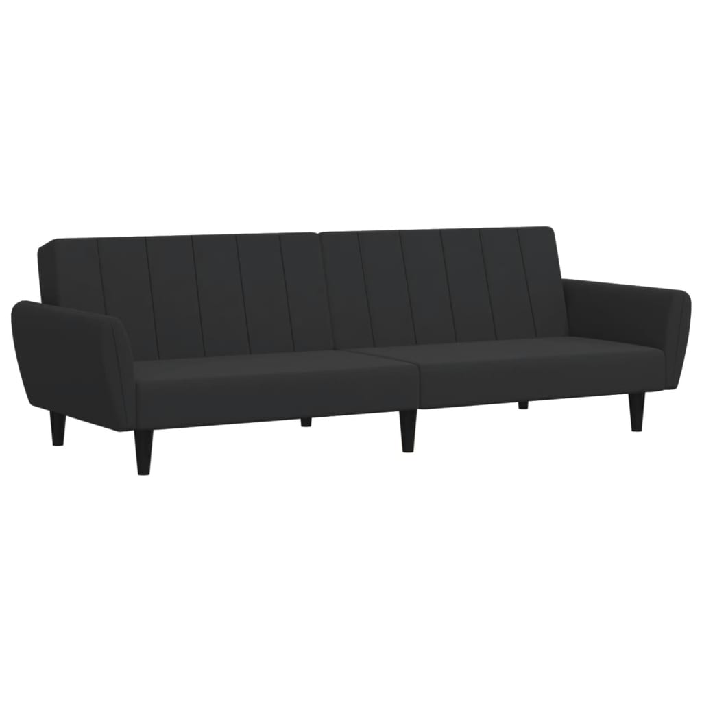 vidaXL 2-Seater Sofa Bed with Footstool Black Velvet