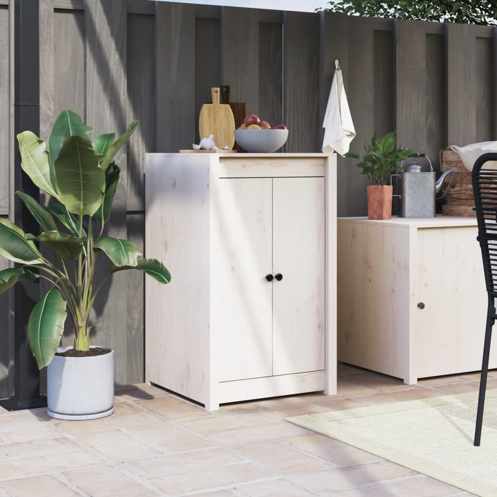 vidaXL Outdoor Kitchen Cabinet White Solid Wood Pine