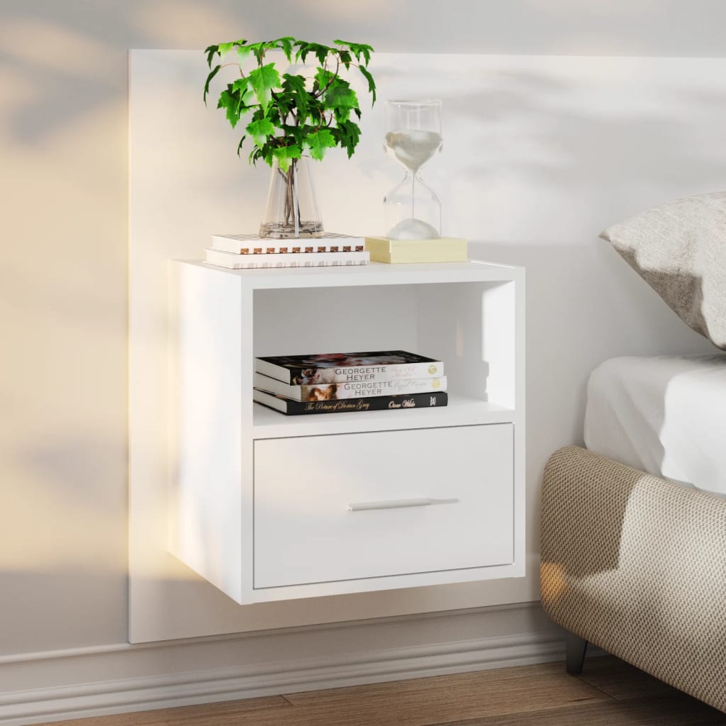 vidaXL Wall-mounted Bedside Cabinet White