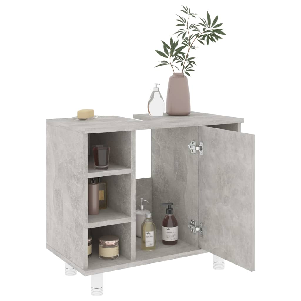vidaXL Bathroom Cabinet Concrete Grey 60x32x53.5 cm Engineered Wood
