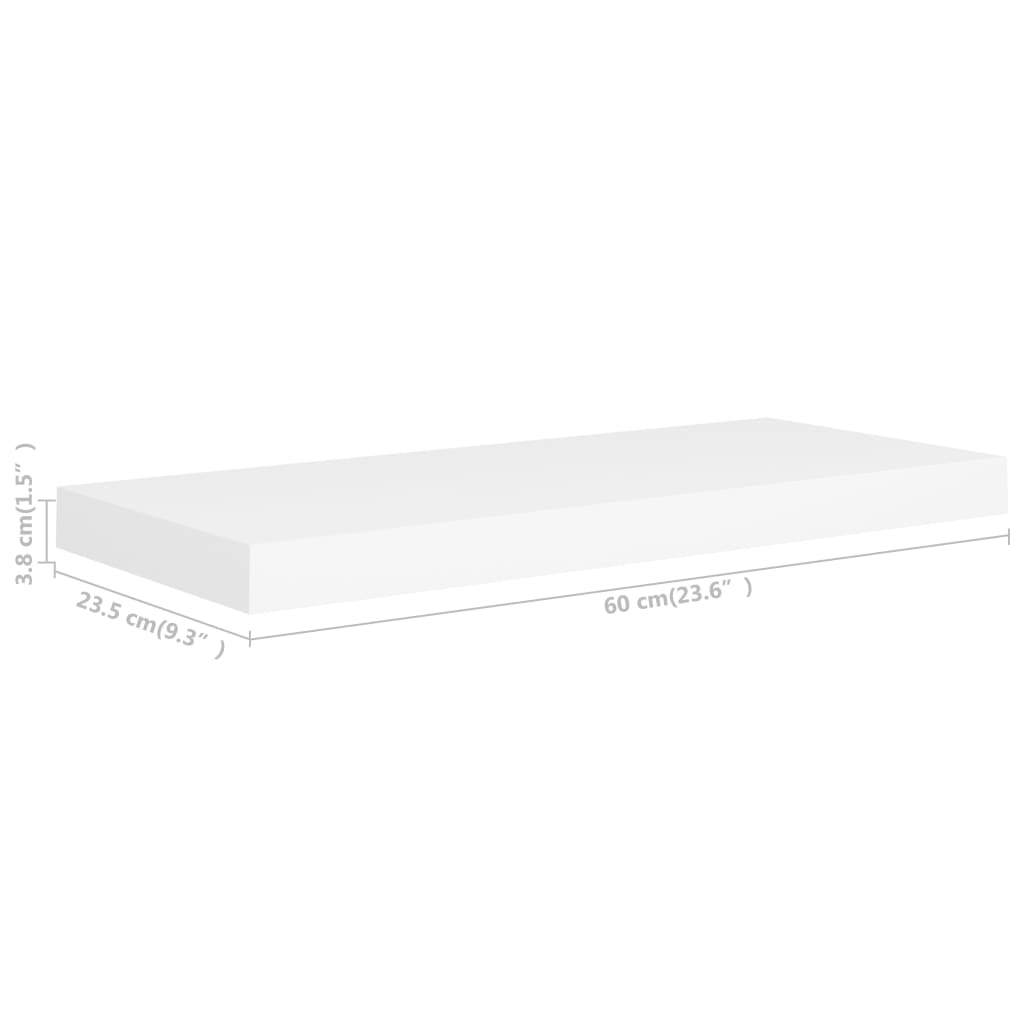 vidaXL Floating Wall Shelf White 60x23.5x3.8 cm MDF