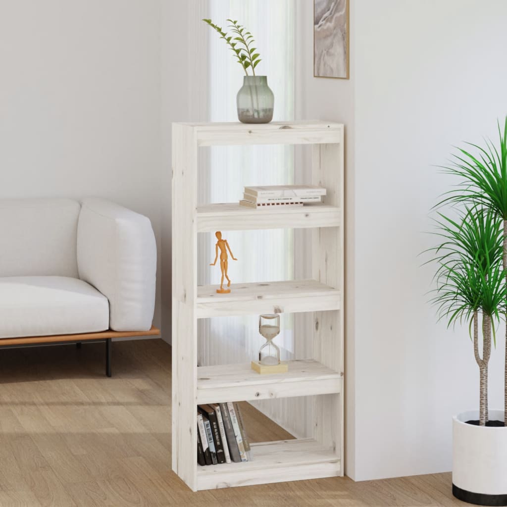vidaXL Book Cabinet/Room Divider White 60x30x135.5 cm Solid Wood Pine
