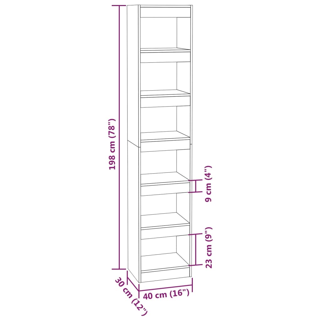 vidaXL Book Cabinet/Room Divider White 40x30x198 cm