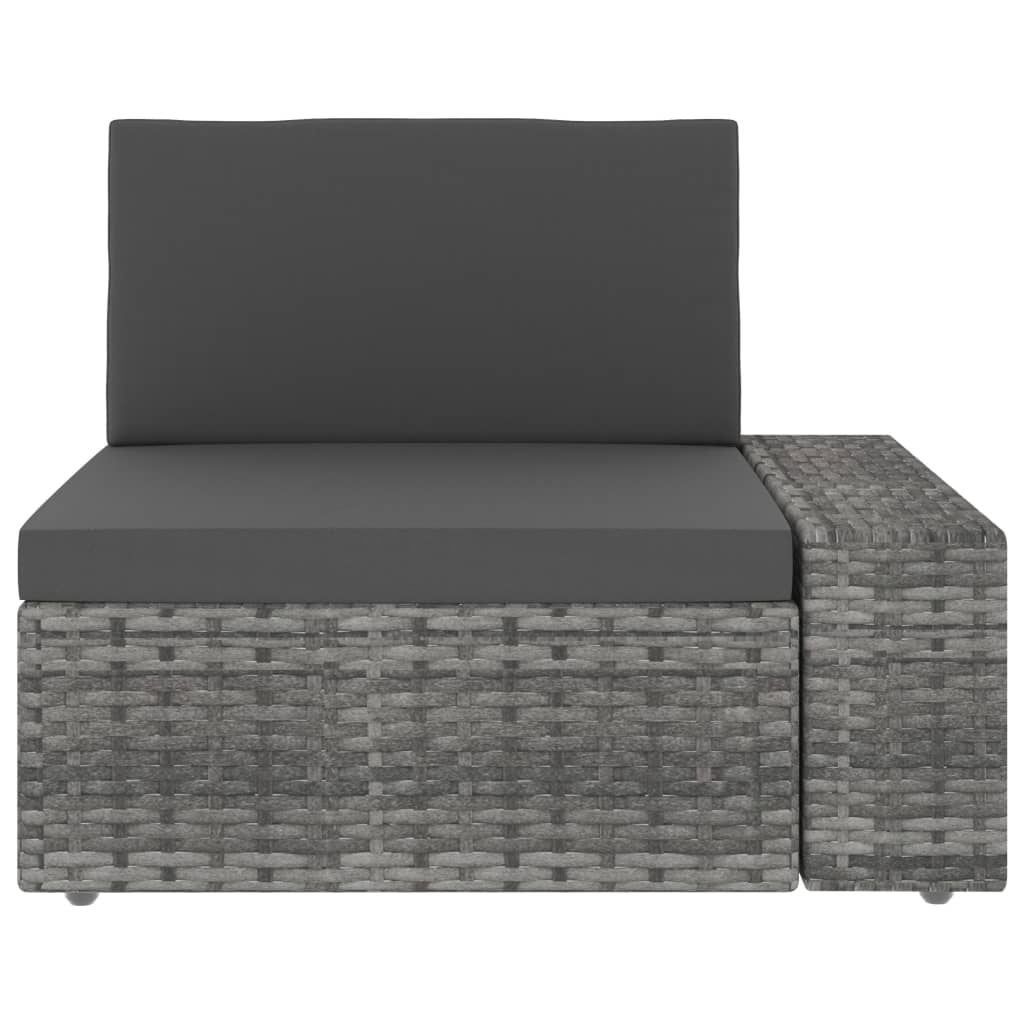 vidaXL Sectional Sofa 3-Seater Poly Rattan Grey
