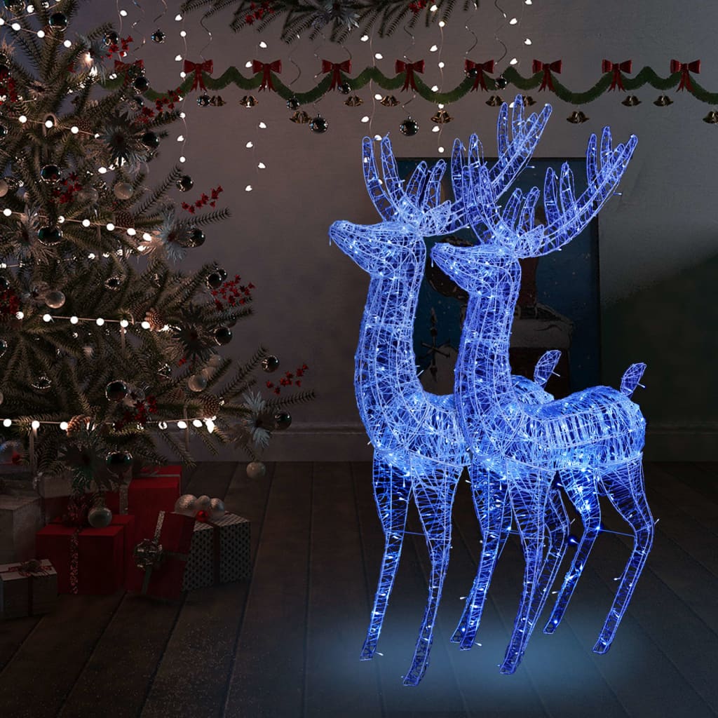 vidaXL XXL Acrylic Christmas Reindeers 250 LED 2 pcs 180 cm Blue