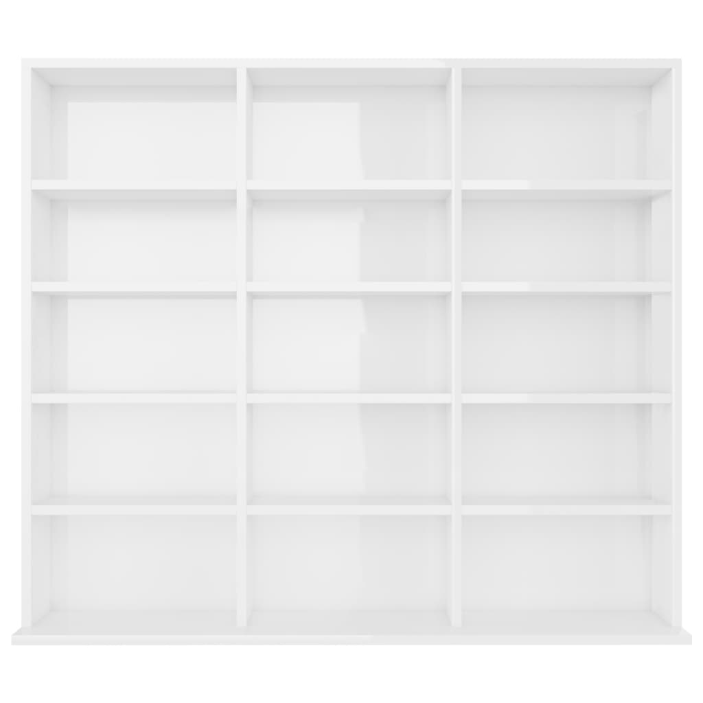 vidaXL CD Cabinet High Gloss White 102x23x89.5 cm Engineered Wood