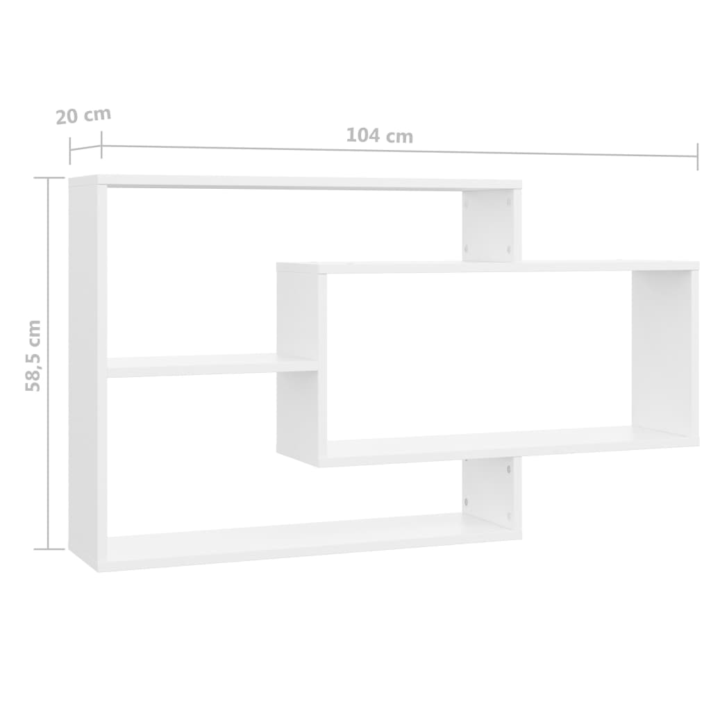vidaXL Wall Shelf White 104x20x58.5 cm Engineered Wood