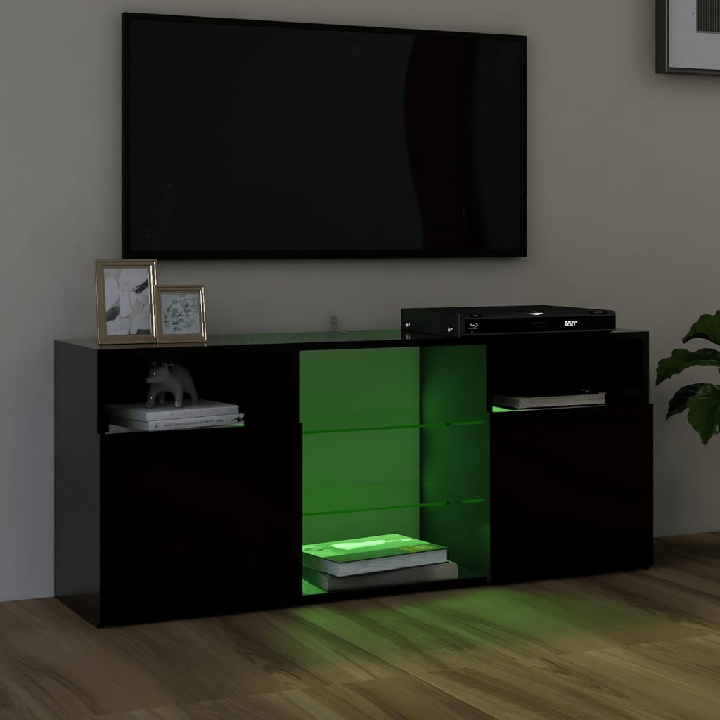 vidaXL TV Cabinet with LED Lights Black 120x30x50 cm