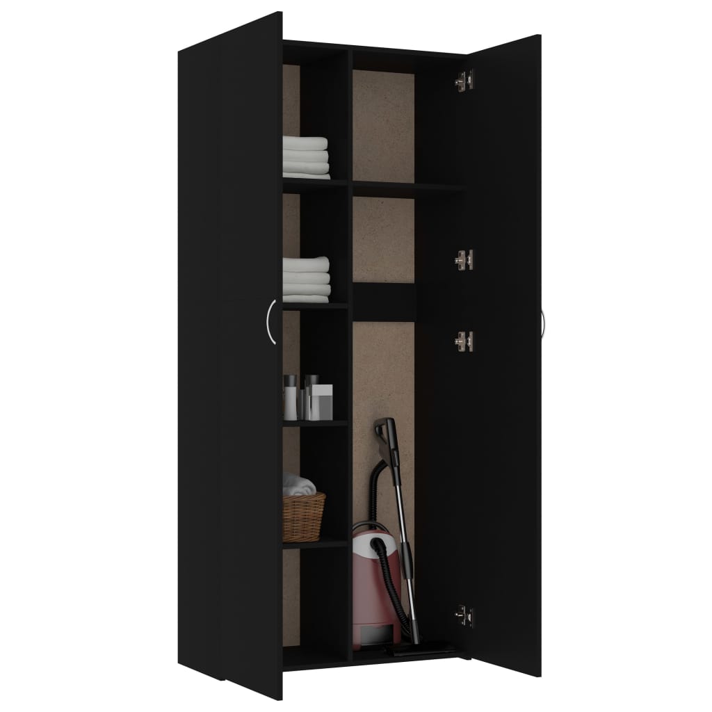 vidaXL Storage Cabinet Black 80x35.5x180 cm Engineered Wood