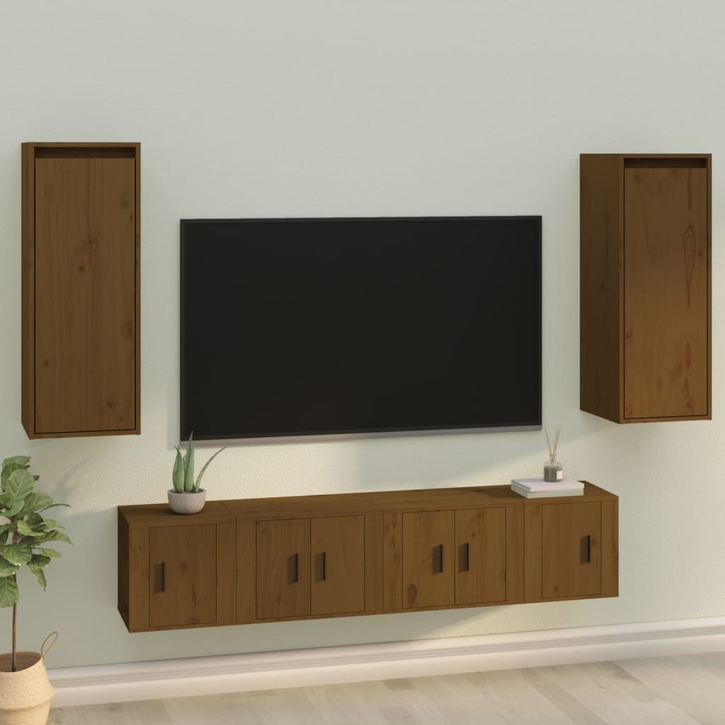 vidaXL Wall Cabinets 2 pcs Honey Brown 30x30x80 cm Solid Wood Pine