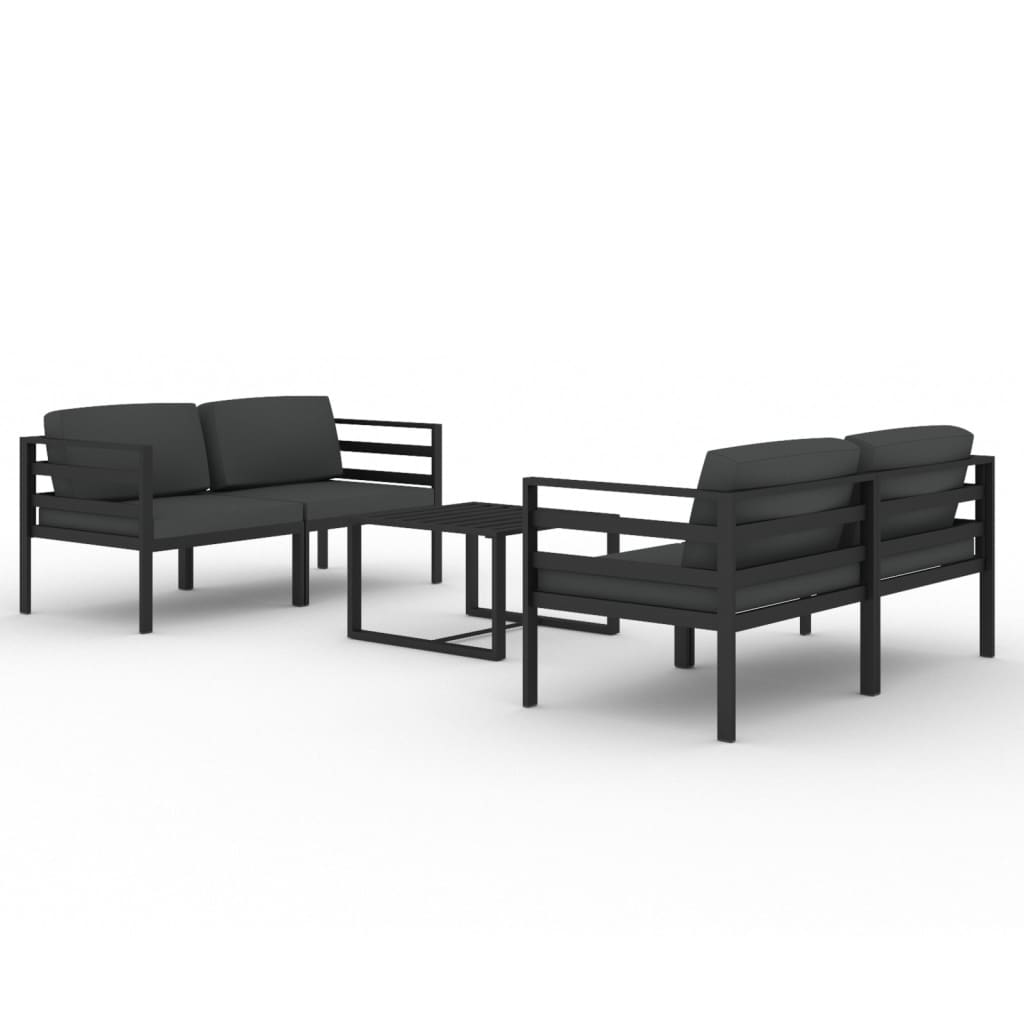 vidaXL 5 Piece Garden Lounge Set with Cushions Aluminium Anthracite