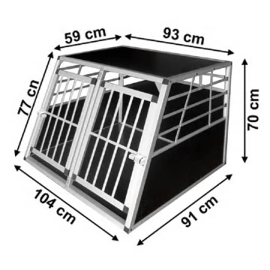 vidaXL Dog Transport Cage with Double Door L Aluminium