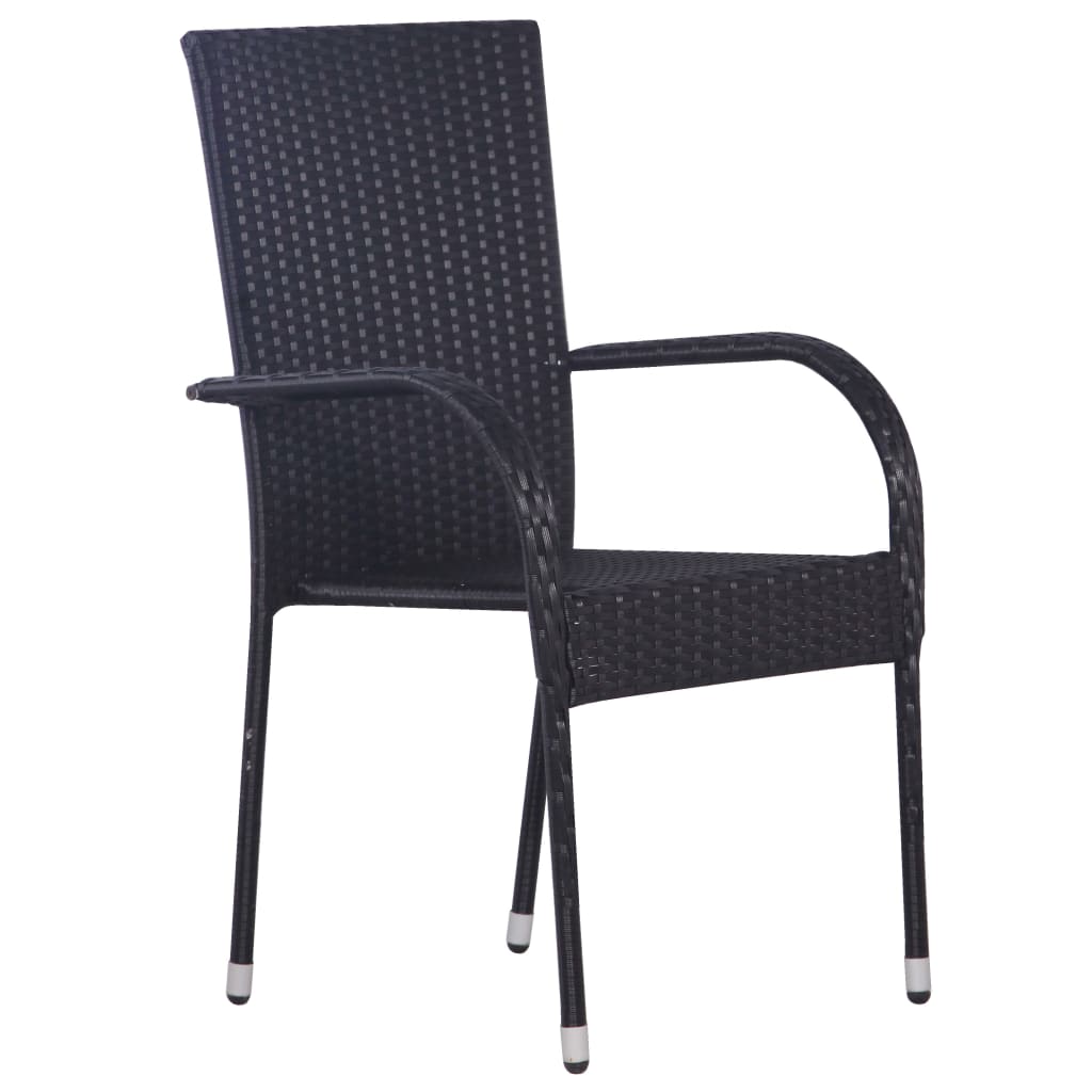 vidaXL Stackable Outdoor Chairs 6 pcs Poly Rattan Black
